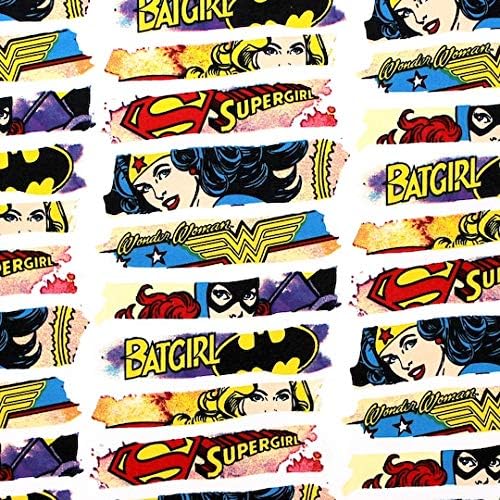 Camelot Fabrics DC Comics Heroines White Premium Quality 100% Cotton Sold by The Yard.