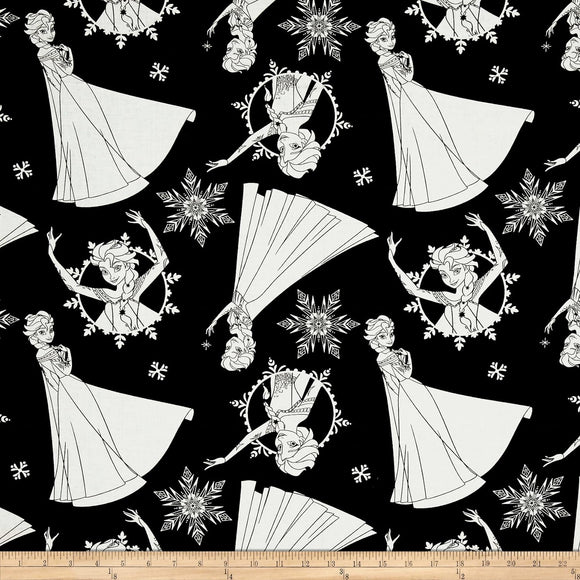 Camelot Fabrics Disney Frozen Elsa Black Quilt Black 100% Cotton Fabric sold by the yard