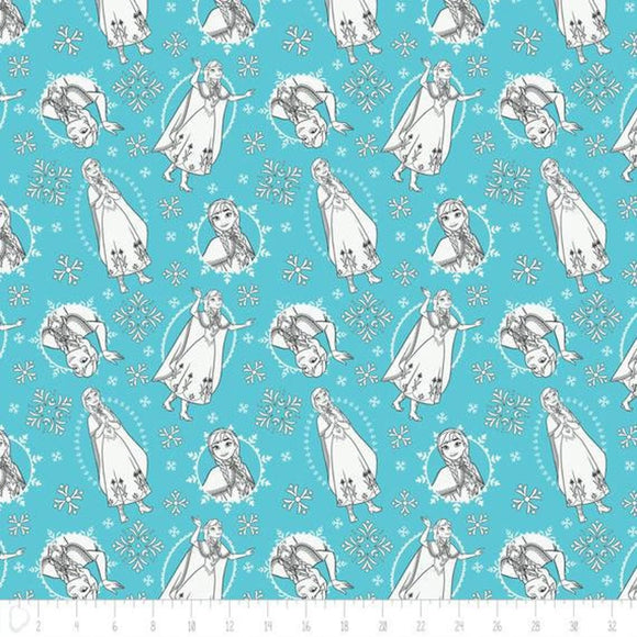 Camelot Fabrics Disney Frozen Anna Blue 100% Cotton Fabric sold by the yard