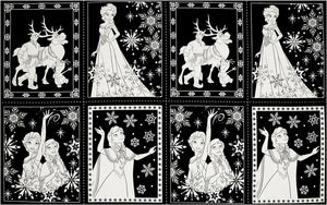 Camelot Fabrics Disney Frozen Book Pages 24x43In Panel, Black 100% Cotton Fabric sold by the panel