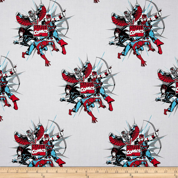 Camelot Fabrics Marvel Comics Dot Burst Light Grey Quilt 100% Cotton Fabric sold by the yard