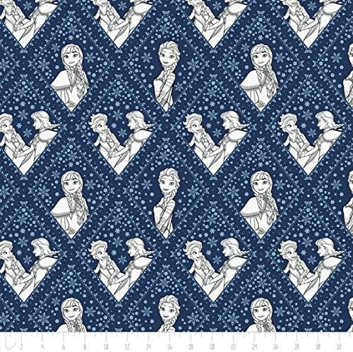 Camelot Fabrics Disney Frozen Sisters in Damask Navy Blue Premium Quality 100% Cotton Fabric sold by the yard