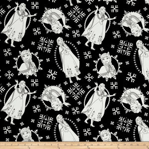 Camelot Fabrics Disney Frozen Anna Black 100% Cotton Fabric sold by the yard