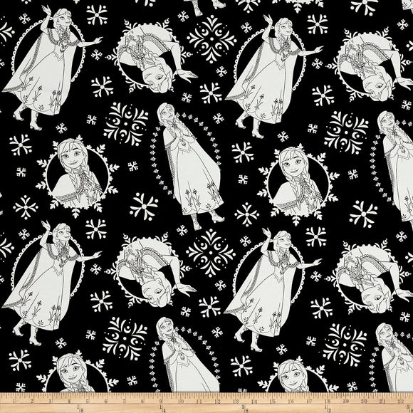 Camelot Fabrics Disney Frozen Anna Black 100% Cotton Fabric sold by the yard