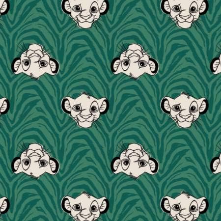 Camelot Fabrics Disney Cute & Wild Simba Zebra Print Green Premium Quality 100% Cotton Sold by The Yard.
