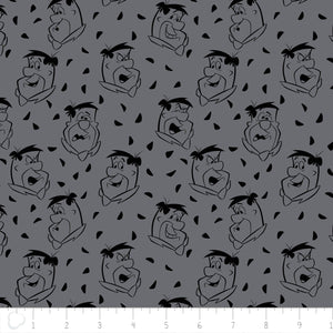 Camelot Fabrics Flintstones Fred in Iron Gray Premium Quality 100% Cotton Fabric sold by the yard