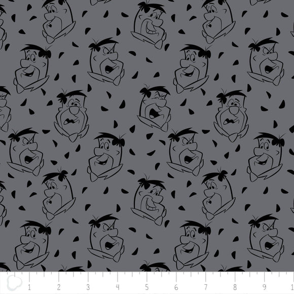 Camelot Fabrics Flintstones Fred in Iron Gray Premium Quality 100% Cotton Fabric sold by the yard