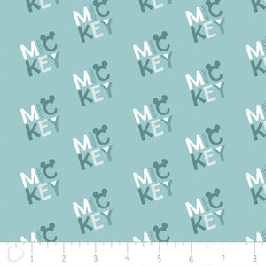 Camelot Fabrics Mickey Mouse Logo's Teal Camelot 100% Cotton Fabric sold by the yard