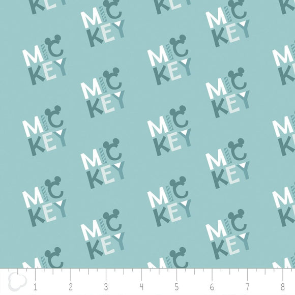 Camelot Fabrics Mickey Mouse Logo's Teal Camelot 100% Cotton Fabric sold by the yard