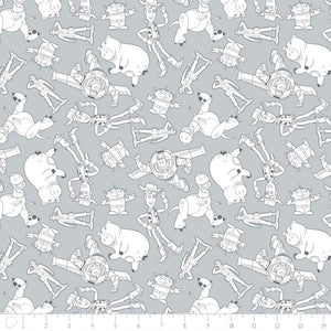 Camelot Fabrics Disney Pixar Toy Story Character Outlines Light Grey 100% Cotton Fabric sold by the yard