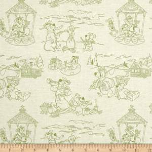 Camelot Fabrics Yogi Bear Line Art Light Green 100% Cotton Fabric sold by the yard