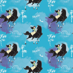 Camelot Fabrics Disney Princess Mulan Journey of My Own Blue Premium Quality 100% Cotton Fabric sold by the yard