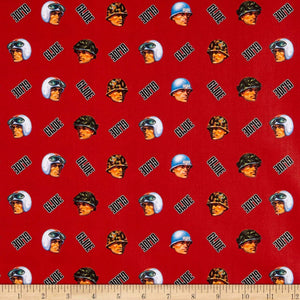 Camelot Fabrics GI Joe Adventure GI Joe Red Quilt 100% Cotton Fabric sold by the yard