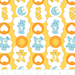 Camelot Fabrics Care Bear Funshine & Bedtime Bears in Yellow 100% Premium Quality 100% Cotton Fabric sold by the yard