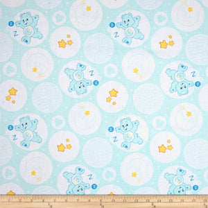 Camelot Fabrics Care Bedtime Bear Blue 100% Cotton Fabric sold by the yard