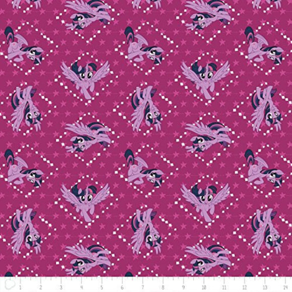 Camelot Fabrics My Little Pony Twilight Sparkle Fuchsia 100% Cotton Fabric sold by the yard