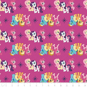 Camelot Fabrics My Little Pony Friends In Magenta 100% Cotton Fabric sold by the yard