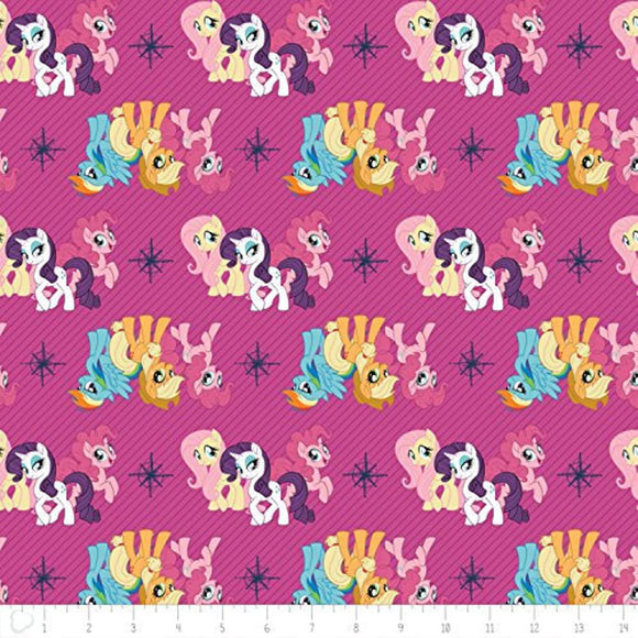 Camelot Fabrics My Little Pony Friends In Magenta 100% Cotton Fabric sold by the yard