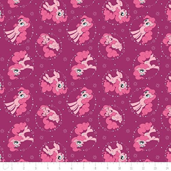 Camelot Fabrics My Little Pony Pinkie Pie In Fuchsia 100% Cotton Fabric sold by the yard