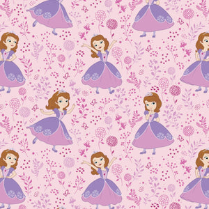 Camelot Fabrics Disney Sofia The First Meadow in Light Pink 100% Cotton Fabric sold by the yard