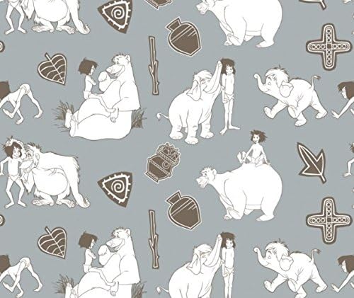 Camelot Fabrics Disney Jungle Book Line Art in Stone 100% Cotton Fabric sold by the yard