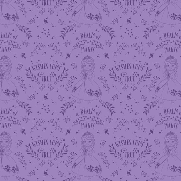 Camelot Fabrics Disney Sofia The First Outline Toile in Purple 100% Cotton Fabric sold by the yard