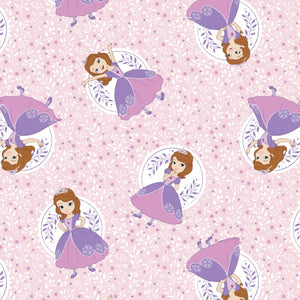 Camelot Fabrics Disney Sofia The First Poses in Light Pink 100% Cotton Fabric sold by the yard