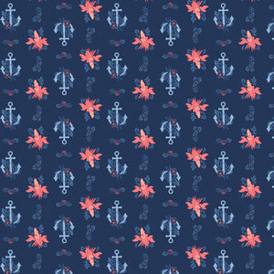 Camelot Fabrics Disney Little Mermaid Sebastian & Anchor in Navy 100% Cotton Fabric sold by the yard