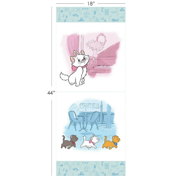 Camelot Fabrics Disney The Aristocats Cats Pillow 18x43in. panel 100% Cotton Fabric sold by the yard