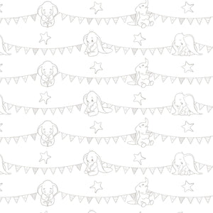 Camelot Fabrics Disney Dumbo Bunting Banners in Zinc 100% Cotton Fabric sold by the yard
