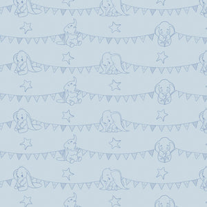 Camelot Fabrics Disney Dumbo Bunting Banners in Light Blue 100% Cotton Fabric sold by the yard