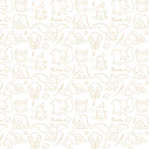 Camelot Fabrics Disney Dumbo Outline in Dark Yellow 100% Cotton Fabric sold by the yard