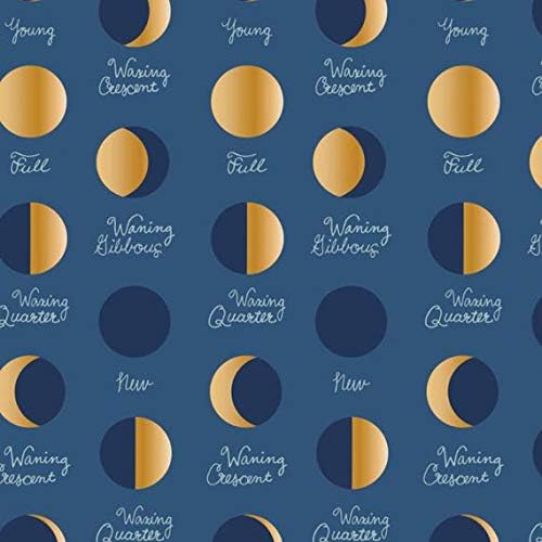 Camelot Fabrics Moroccan Nights Collection Lunar Phases Blue Premium Quality 100% Cotton Sold by The Yard.