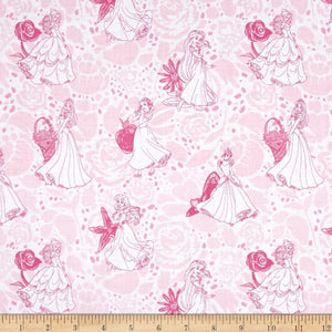 Camelot Fabrics Line Drawing Light Pink 100% Cotton Fabric sold by the yard