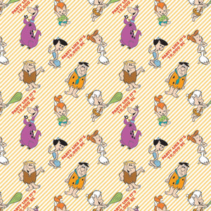 Camelot Fabrics The Flintstones 2 Party On Stripes Premium Quality 100% Cotton Fabric sold by the yard