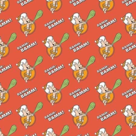 Camelot Fabrics The Flintstones Playful BAMM BAMM Red Premium Quality 100% Cotton Sold by The Yard.