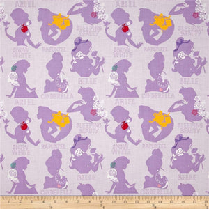 Eugene Textiles Disney Princess Cameo Purple Quilt Fabric 100% Cotton Fabric sold by the yard