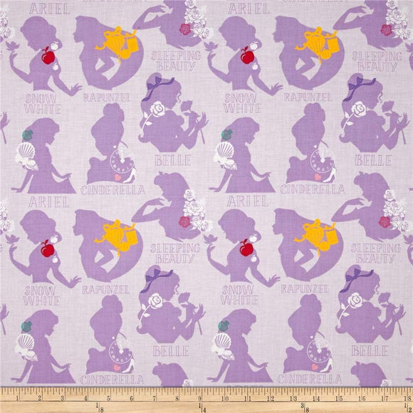 Eugene Textiles Disney Princess Cameo Purple Quilt Fabric 100% Cotton Fabric sold by the yard