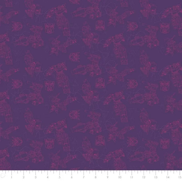 Camelot Fabrics Transformers Interstellar in Dark Purple 100% Cotton Fabric sold by the yard