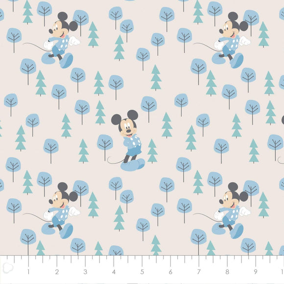 Camelot Fabrics Disney Mickey Mouse Little Meadow in Ivory/Blue Premium Quality 100% Cotton Fabric sold by the yard