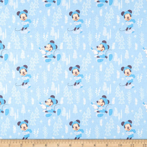 Camelot Fabrics Mickey & Minnie Mouse Little Meadow Forest Fabric, Blue, 100% Cotton Fabric sold by the yard