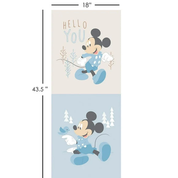 Camelot Fabrics Disney Mickey Mouse Little Meadow Light Blue 18x43in. panel 100% Cotton Fabric sold by the panel