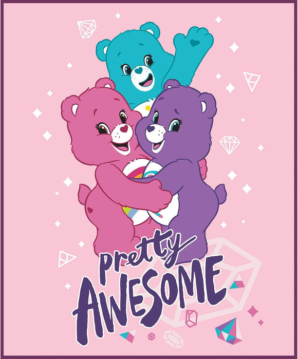 Camelot Fabrics Care Bear Pretty Awesome in Pink 36x43in. panel Premium Quality 100% Cotton Fabric sold by the panel