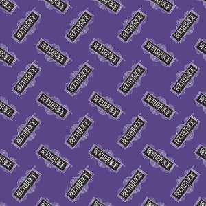 Camelot Fabrics Warner Brothers Beetlejuice Beetlejuice Purple Premium Quality 100% Cotton Sold by The Yard.