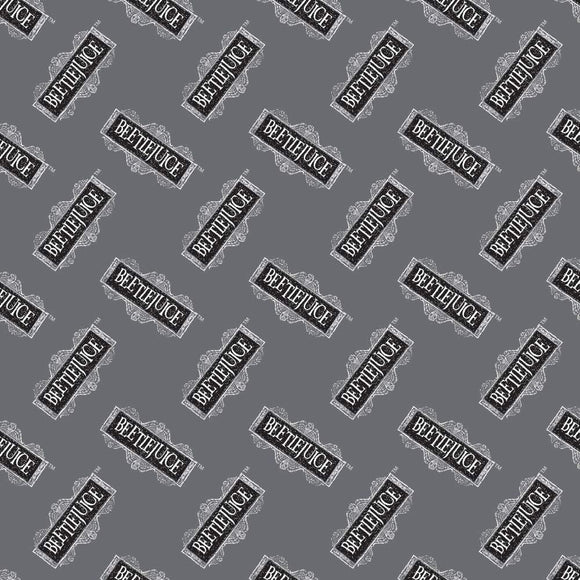 Camelot Fabrics Warner Brothers Beetlejuice Beetlejuice Grey Premium Quality 100% Cotton Sold by The Yard.