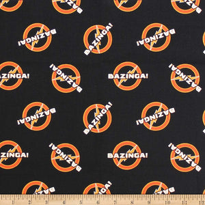 Camelot Fabrics The Big Bang Theory Bazinga in Quilt Fabric, Black, Quilt 100% Cotton Fabric sold by the yard