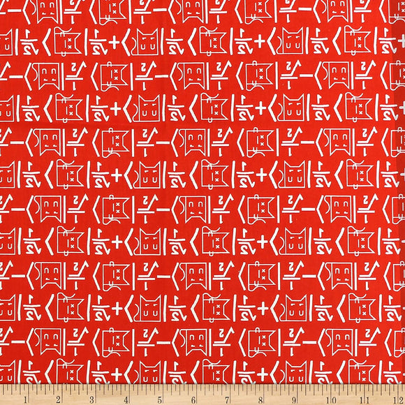 Camelot Fabrics The Big Bang Theory Math Cat in Quilt Fabric, Red, 100% Cotton Fabric sold by the yard