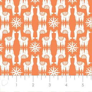 Camelot Fabrics Llama Drama Proud Llamas in Orange Premium Quality 100% Cotton Sold by The Yard.
