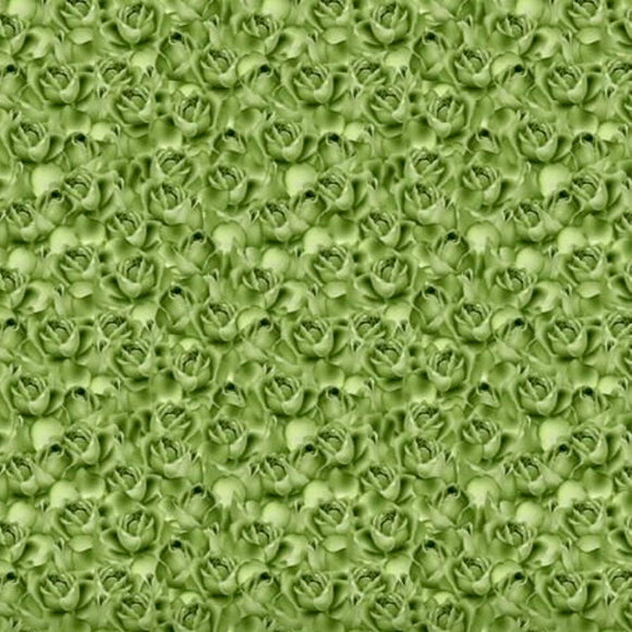 David Textiles Wild Rose Petals Packed Green Premium Quality 100% Cotton Fabric by The Yard.