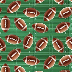 David Textiles Super Football Tossed Green Field Digital Premium Quality 100% Cotton Fabric by The Yard.